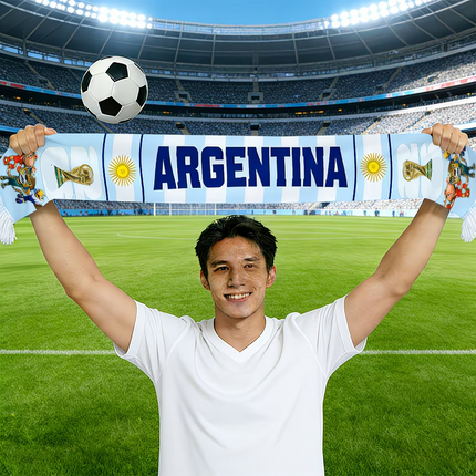 Argentina Flag Soccer Scarf for World Cup Support | Lightweight Fan Accessory for Match Days and Events