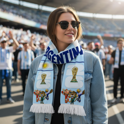 Argentina Flag Soccer Scarf for World Cup Support | Lightweight Fan Accessory for Match Days and Events
