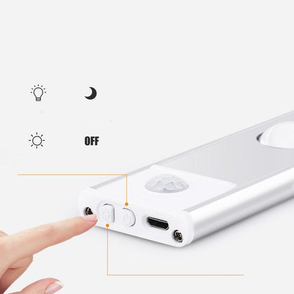 Motion Activated Light Bar with USB Charging, 4 Sizes 20cm to 60cm, Minimalist Design in Piano Black or Space Silver