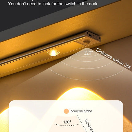 Motion Activated Light Bar with USB Charging, 4 Sizes 20cm to 60cm, Minimalist Design in Piano Black or Space Silver