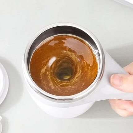 Self Stirring Mug with Heat Retention Lid, USB Rechargeable Coffee and Tea Cup with Magnetic Stirrer, Brown or Silver