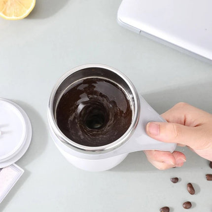 Self Stirring Mug with Heat Retention Lid, USB Rechargeable Coffee and Tea Cup with Magnetic Stirrer, Brown or Silver