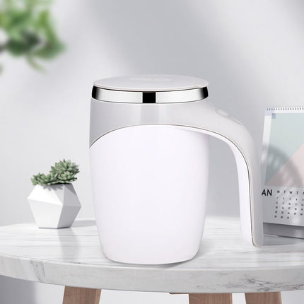 Self Stirring Mug with Heat Retention Lid, USB Rechargeable Coffee and Tea Cup with Magnetic Stirrer, Brown or Silver