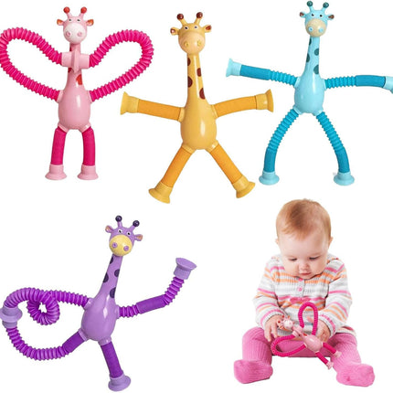 Giraffe Fidget Toy Set with Bendy Twistable Arms and Legs, Battery Free Travel Fidget Toys for Kids and Adults