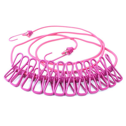 Portable Travel Clothesline, Retractable Clothes Drying Line with Clip On Hooks, for Camping and Hotels
