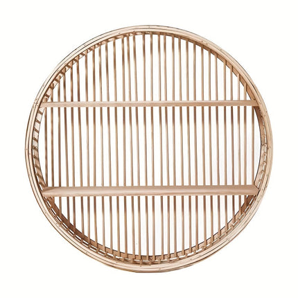 Round Bamboo Wall Shelf with 2-Tier Design | Handcrafted Organizer for Eco-Friendly Home Decor
