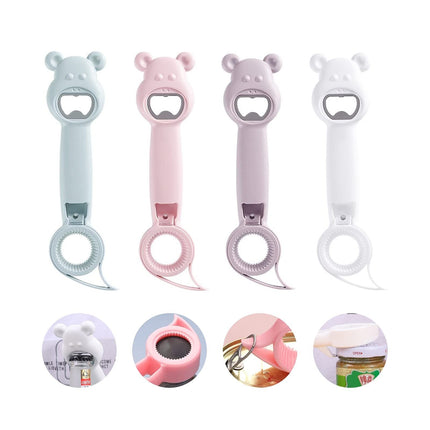 4 in 1 Kitchen Opener Tool, Jar, Can and Bottle Opener with Ergonomic Grip, 4 Colors, Easy Open for Stubborn Lids