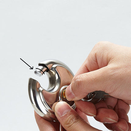 Stainless Steel Disc Padlock with Shielded Shackle, Bolt Cutter Resistant Lock for Storage Units, Gym Lockers and Bikes