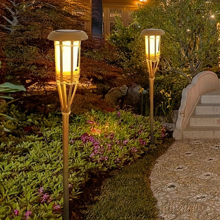Solar Bamboo Flame Lights with Realistic Flicker Effect | Eco-Friendly 2-Pack for Outdoor Ambience