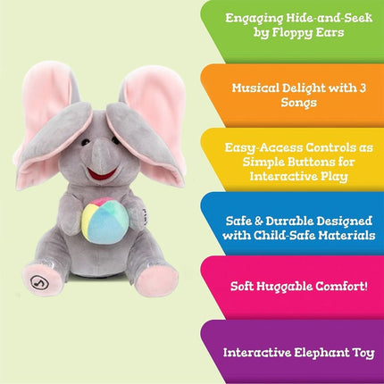Stuffed Animals for Babies, Musical Elephant Plush Toy with Peek a Boo Ears, Interactive Stuffed Animal, Baby Gift – image 5