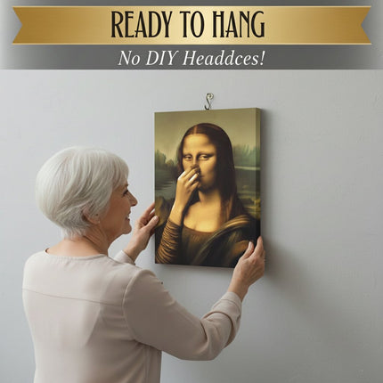 Canvas Prints for Bathroom, Renaissance Lady Holding Nose Restroom Wall Decor