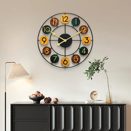 Colourful Metal Wall Clock with Silent Quartz Movement | Retro Design for Stylish Home Decor