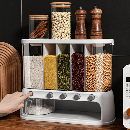 Multi-Compartment Grain Storage Container with Airtight Flip-Top Lid | Clear Organizer for Rice, Pasta, and Spices