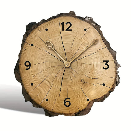 Rustic Wood Slice Wall Clock with Silent Quartz Movement | Unique Irregular Design for Cozy Home Decor