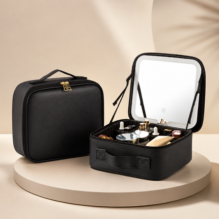 LED Makeup Case Travel Cosmetic Organizer with Adjustable Storage | Stylish Beauty Storage for Easy Touch-Ups