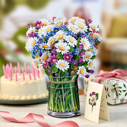 3D Pop-Up Flower Bouquet Greeting Card, 18 Flower Designs, Long-Lasting Keepsake Blooms, Gift for Birthdays and All Occasions