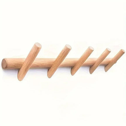 Solid Oak Wall Rack with Scandinavian Design | Stylish Organizer for Coats, Hats, and Accessories