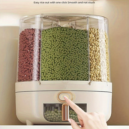 Airtight Food Storage Container with 360° Rotating Base | Large Capacity Grain Dispenser for Fresh Pantry Organization