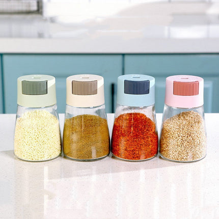 Seasoning Dispenser Jars, Airtight Spice Shakers with Measuring Twist Cap for Salt and Sugar, Set of 4
