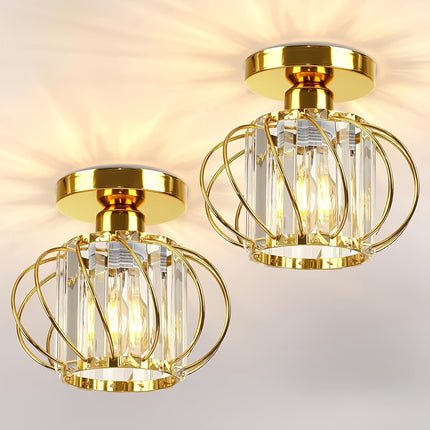Modern Industrial Cage Ceiling Light with Glass Shade | Durable Polished Metal Fixture for Stylish Illumination