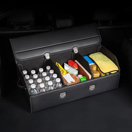 Car Trunk Organizer Storage Box with Divided Interior and Cover, 3 Sizes, for Groceries, Tools and Emergency Kit