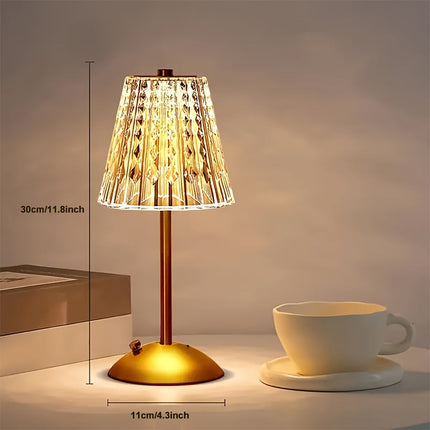 Crystal Touch Table Lamp with Adjustable Brightness | USB Rechargeable & Dimmable for Elegant Ambient Lighting