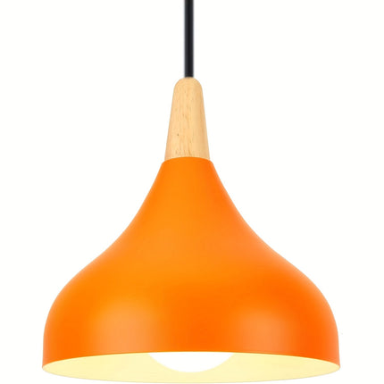 Teardrop Pendant Light with Adjustable Height | Metal & Wood Modern Lamp for Soft Ambient Dining Lighting