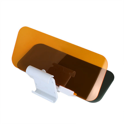 Anti-Glare Car Sun Visor Extender with Clip-On Mount, Amber Shade for Day and Night Driving Visibility