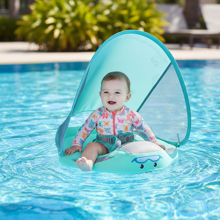 Baby Pool Float with Safety Harness & Sunshade Canopy | Safe Water Play for Infants and Toddlers