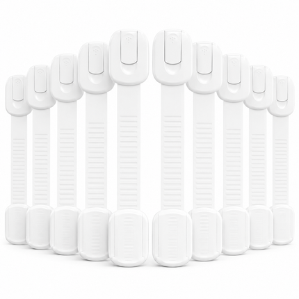 Baby Proof Cabinet Locks with Adjustable Adhesive Straps | Secure Cabinets for Child Safety