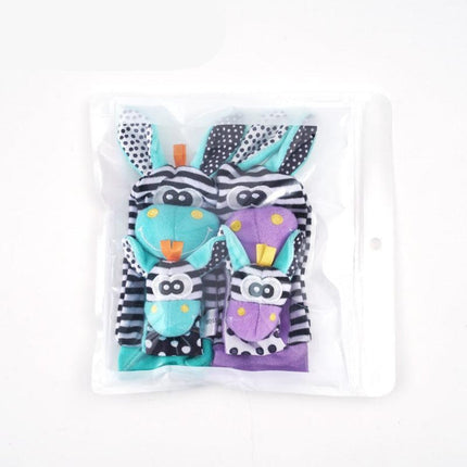 Baby Sensory Socks and Bracelet Set with Rattles | Colorful Animal Designs for Tactile Exploration and Playtime Fun