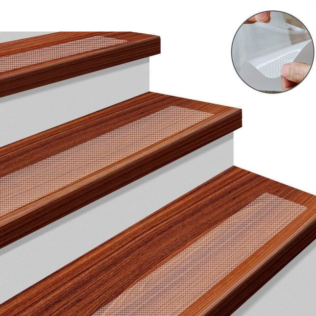 Non Slip Stair Treads for Wooden Steps, Clear Grip Tape for Stairs, Indoor Stair Grip Strips 15 Pack, Anti Slip Tape