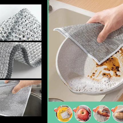 Non-Scratch Dishwashing Rags with Quick-Dry Fabric | Set of 10 for Effortless Cleaning