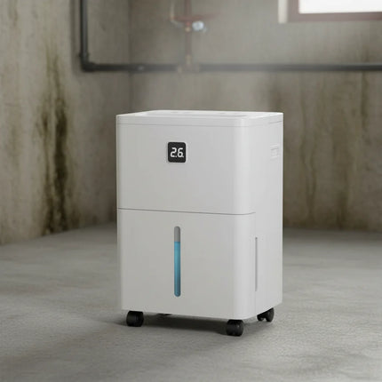 Portable 25 Pint Dehumidifier with Digital Humidity Control | Moisture Removal for Home and Basement Spaces