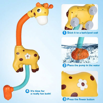 Water Spraying Giraffe Bath Toy with Soft Edges | Interactive Fun for Baby's Bath Time