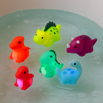 Light-Up Rubber Duck Bath Toy Set with Squirting Action | 6-Piece Floating Playset for Toddler Bath Time Fun