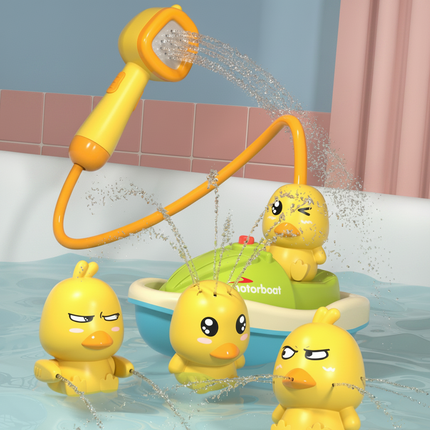 Interactive Bath Toy Set with Water-Spraying Ducks & Motorboat | Engaging Sensory Play for Infants