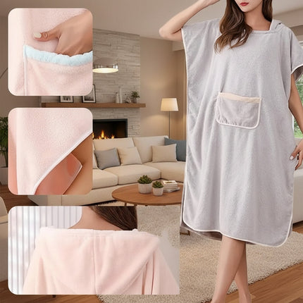 Hooded Bathrobe Poncho with Front Pocket Design | Ultra-Soft Comfort for Post-Shower Relaxation