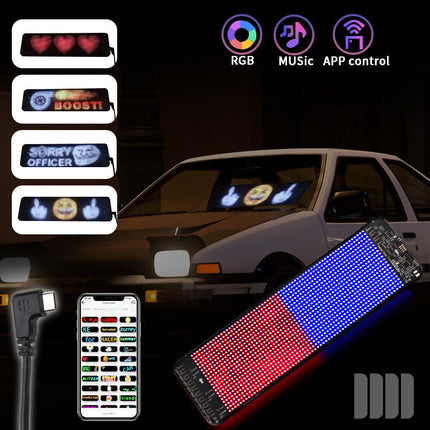 LED Car Sign for Rear Window, Bluetooth Programmable Message Display with Custom Text from Your Phone