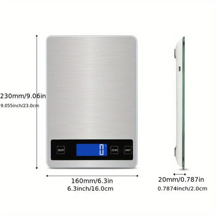 15kg Digital Kitchen Scale with USB Rechargeable Battery | Waterproof Design for Accurate Food Measurements
