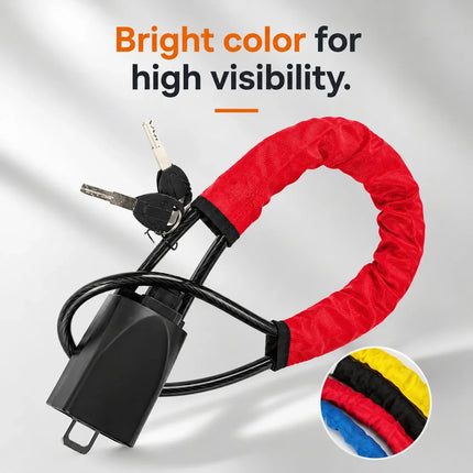 Anti-Theft Steering Wheel Cable Lock for Cars, Visible Steel Security Deterrent with Keys, in Red, Black, Yellow or Blue
