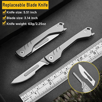 Scalpel Knife with 10 Replaceable Blades, Folding Utility Knife for Crafts
