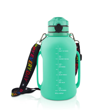 Collapsible Water Bottle, 2L Large Capacity Jug with Time Markers and Carry Strap, for Gym and Travel