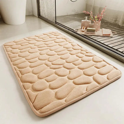Water-Absorbent Pebble Bath Rug | Natural Stone Design for Ultimate Comfort