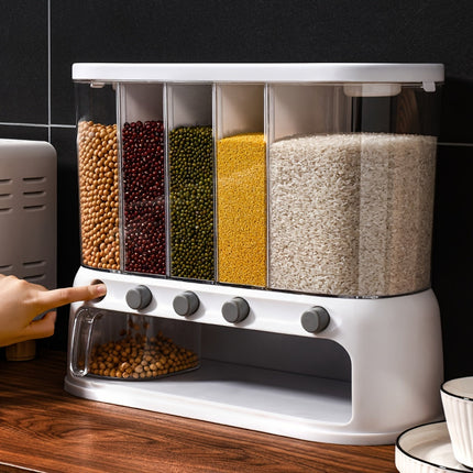 Multi-Compartment Grain Storage Container with Airtight Flip-Top Lid | Clear Organizer for Rice, Pasta, and Spices