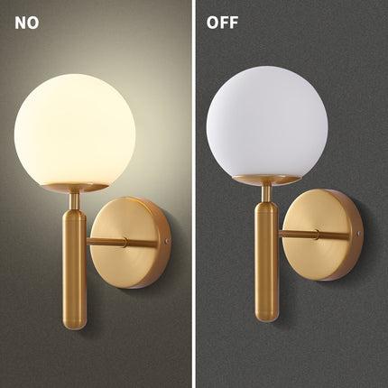 Modern Glass Globe Wall Sconce with Polished Metal Finish | Elegant Illumination for Bedrooms and Living Spaces