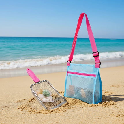 Kids Beach Sand Sifter and Shell Collector with Adjustable Strap | Lightweight Toy for Easy Shell Picking and Outdoor Fun
