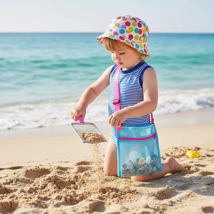 Kids Beach Sand Sifter and Shell Collector with Adjustable Strap | Lightweight Toy for Easy Shell Picking and Outdoor Fun