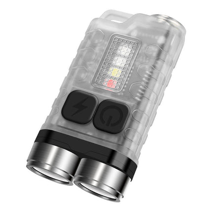 Rechargeable Keychain Flashlight with USB C Charging, IP65 Water Resistant Mini Pocket Torch with Multiple Light Modes and Glow in the Dark Body