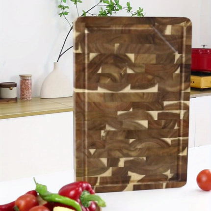 Acacia Wood Cutting Board with End Grain Design | Durable Chopping Block with Juice Groove for Easy Meal Prep